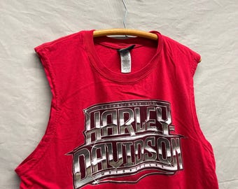Rare 1989 Vintage Harley Davidson Tank Top Crop Top Butterflies