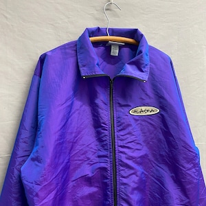 Large / 1980s Alaska Surf Style Iridescent Long Sleeved Windbreaker Jacket USA Made