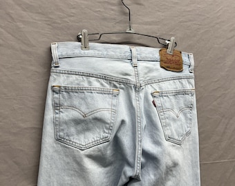32 x 32 / Levi's 501 Délavage clair avec braguette à boutons 100 % coton Jeans Fabriqué aux États-Unis