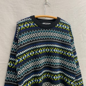 Medium / 1980s HT Sportswear Funky Grunge Acrylic Soft Retro Multi Color Knit Sweater