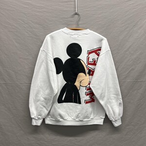 Large / 1980s Mickey Mouse Mega Print White Heavyweight Crewneck Sweatshirt USA Made image 4