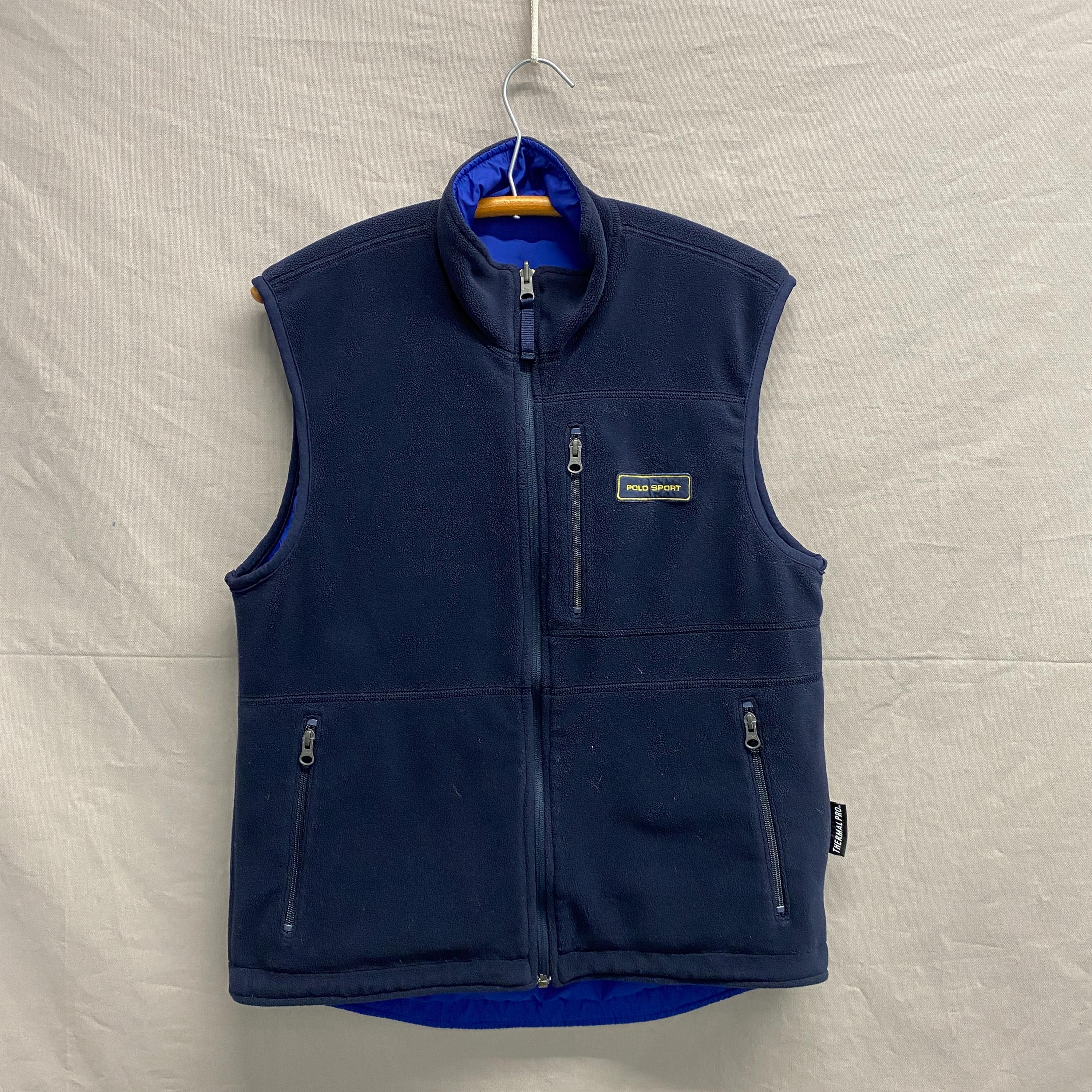 Small / 1990s Polo Sport Polartec Navy Blue Reversible Zip up Vest