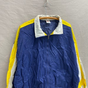 X-Large / 1990s Nike Michigan U Colorway Navy Blue/Yellow Full Zip Nylon Big Swoosh Windbreaker Track Jacket bild 3