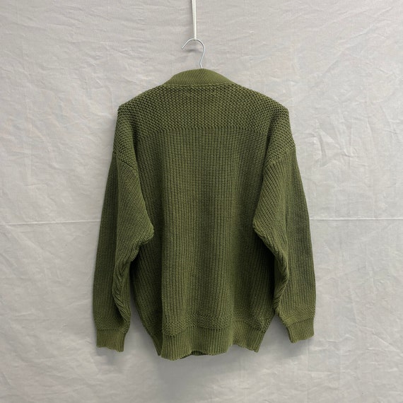 Medium / 1980s Eddie Bauer Cotton Knit Olive Gree… - image 4