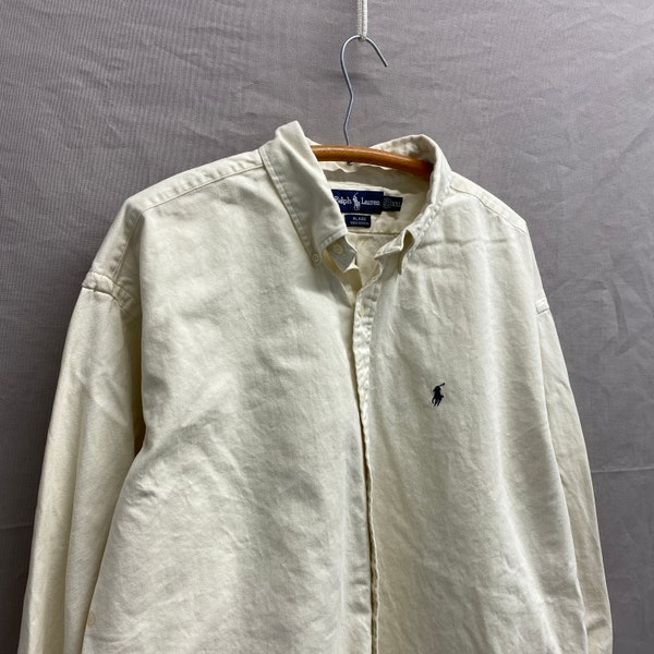 Ralph Lauren BLAIRE long sleeve button down striped shirt, men's XL size cotton white type Vintage Second Hand main image 1