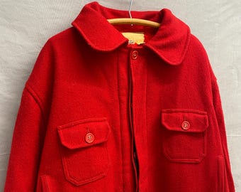 X-large / 1950s/60s Bemidji Woolen Mills Red Mackinaw Wool Blend