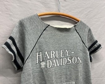 Small / 1980s Harley Davidson Belmont St Paul, MN Grey Cut Short Sleeve Sweatshirt