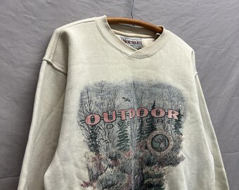 Medium / 1990s Outdoor Adventures Labrador Retriever Woods Nature Tan Crewneck Sweatshirt