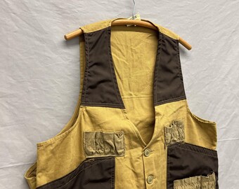 X-Large / 1970s Red Head Hunting/Shooting/Fishing Game Pouch Duck Canvas Tan Vest