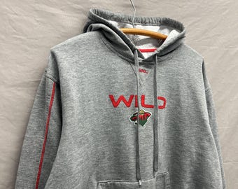 Small / Vintage Minnesota Wild NHL Hockey Grey Hoodie Sweatshirt