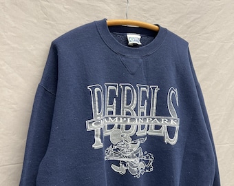 Large / 1980s Champlin Park, MN Rebels Navy Blue Crewneck Sweatshirt USA Made