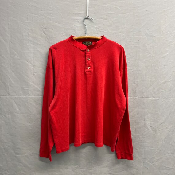 Large / Vintage Eddie Bauer Red Thermal Henley St… - image 1