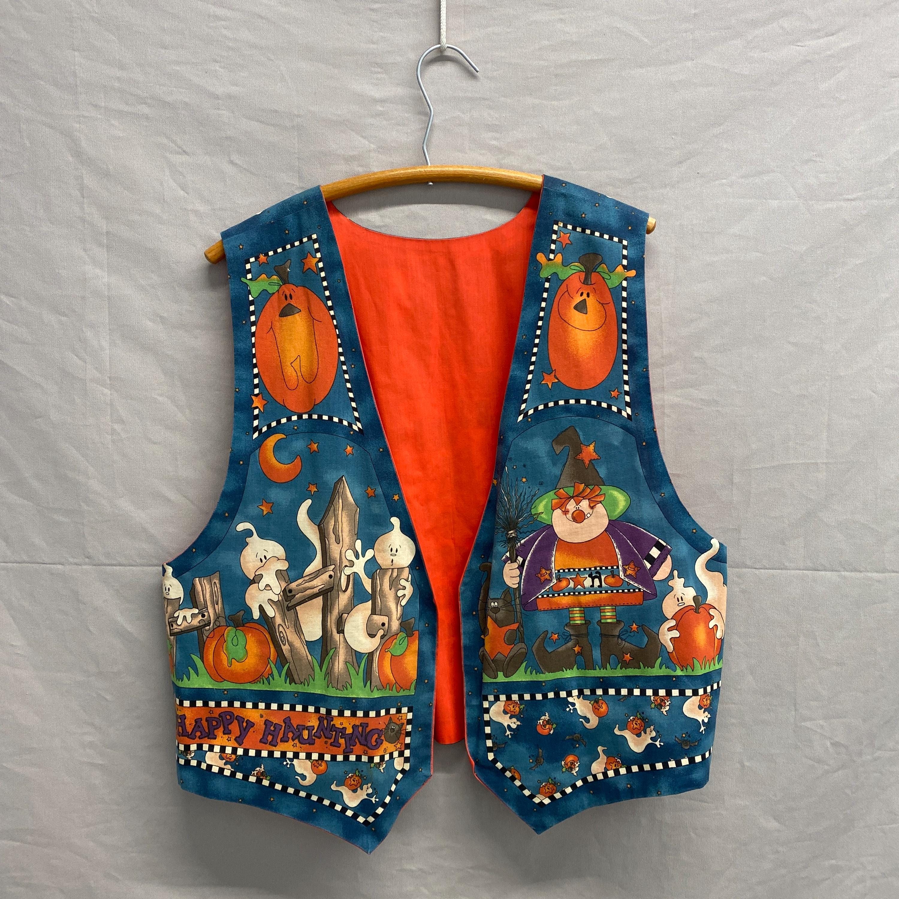 Medium / Vintage Halloween Haunted House Spooky Cats Witch Party Vest Jacket