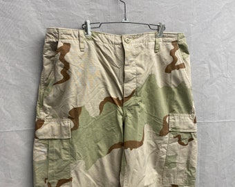 Grand pantalon militaire de combat marron camouflage désert vintage vintage, Convient à une taille de 35 à 39 pouces