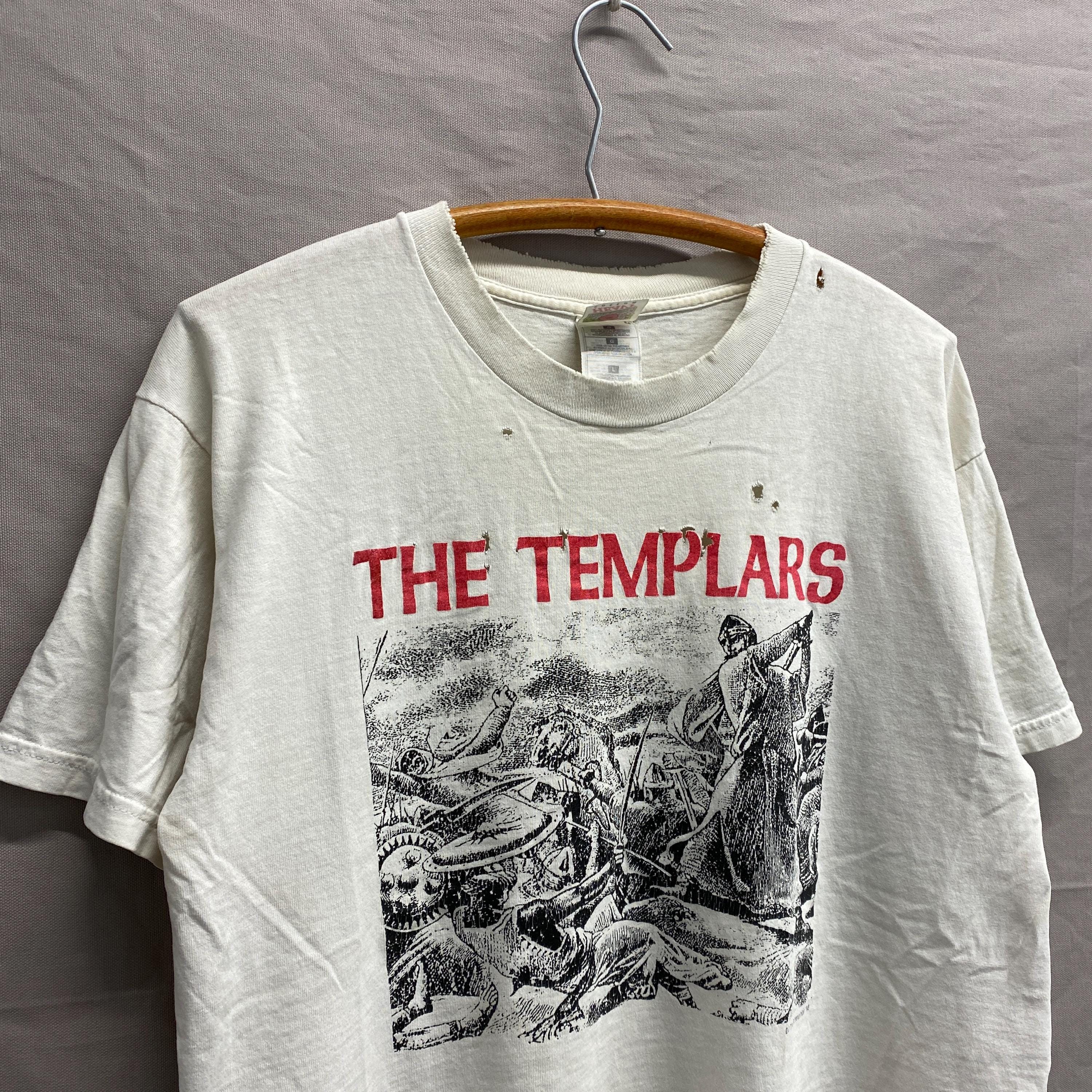 Large / 1990s the Templars Oi! Punk Rock Band White Distressed T
