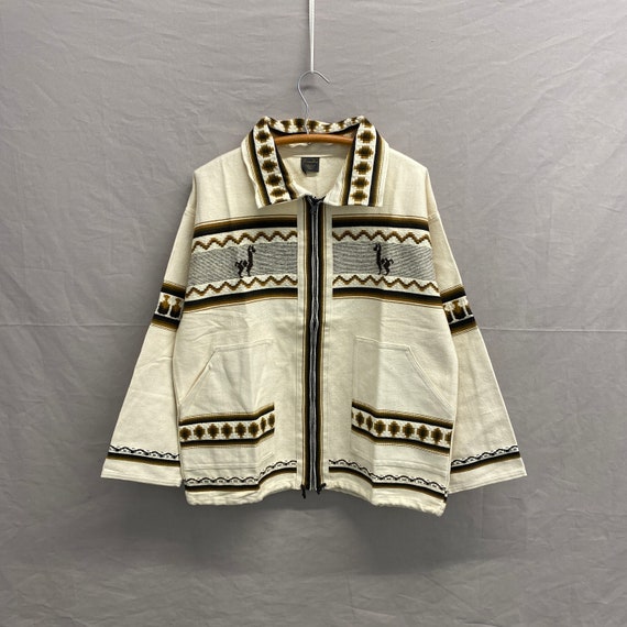 Small / Vintage Alpaca Zip up Southwestern 100% Cotton Zip up  