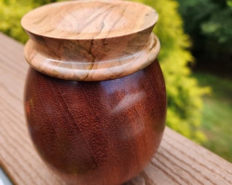 Lidded Vessel/Kitchen Canister in Sapele and Ambrosia Maple