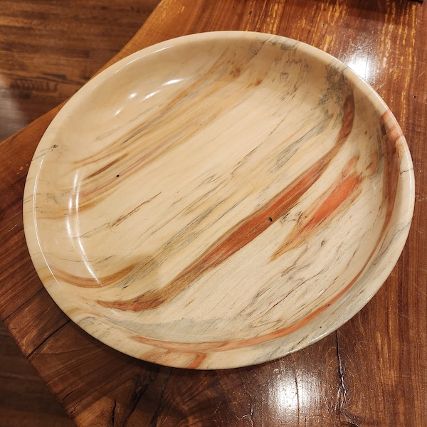 Hand Turned Spalted Flame Box Elder(Wood) Platter