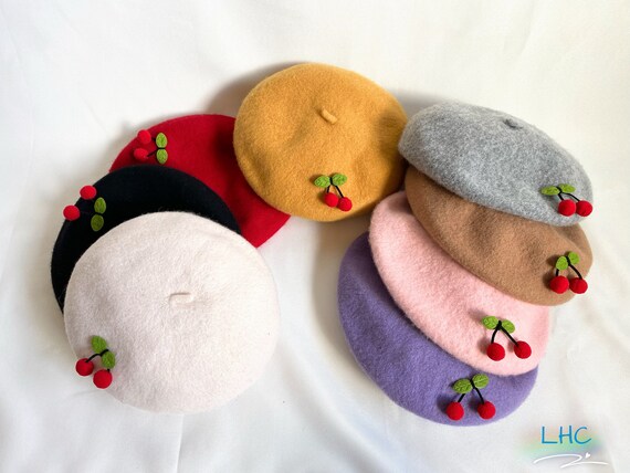 CUSTOM BERET HAT Cherry Personalized 