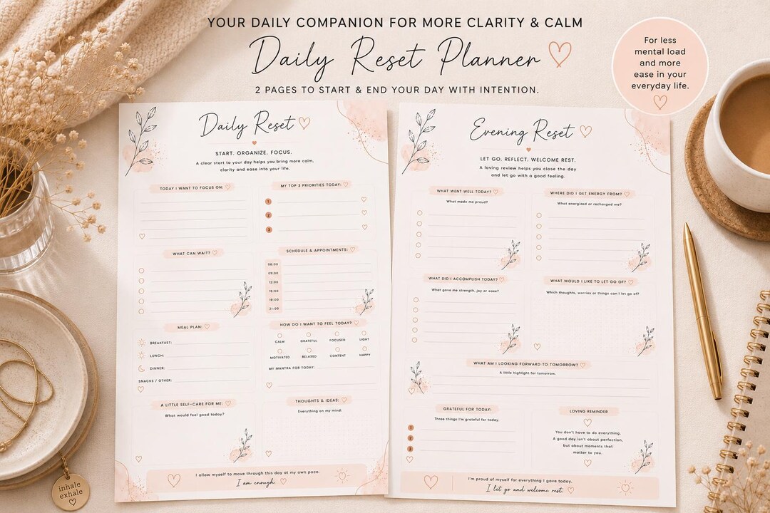 Daily Reset Planner Printable for Moms | Mental Load Planner PDF | Self ...