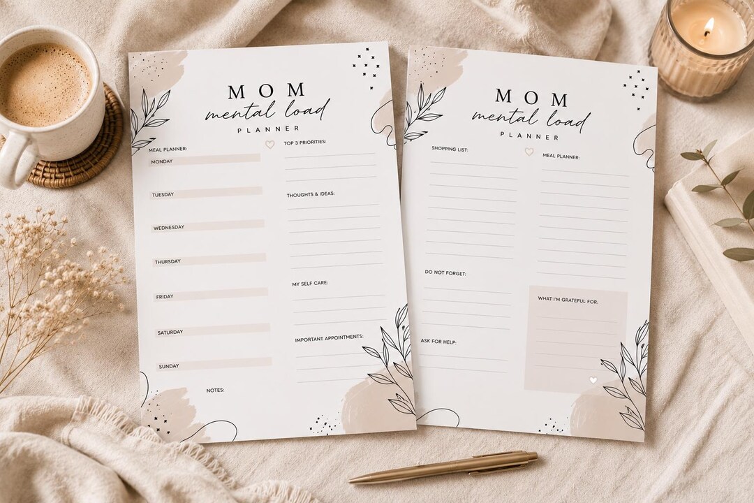 Mom Mental Load Planner Printable | Weekly Planner for Busy Moms | Self ...