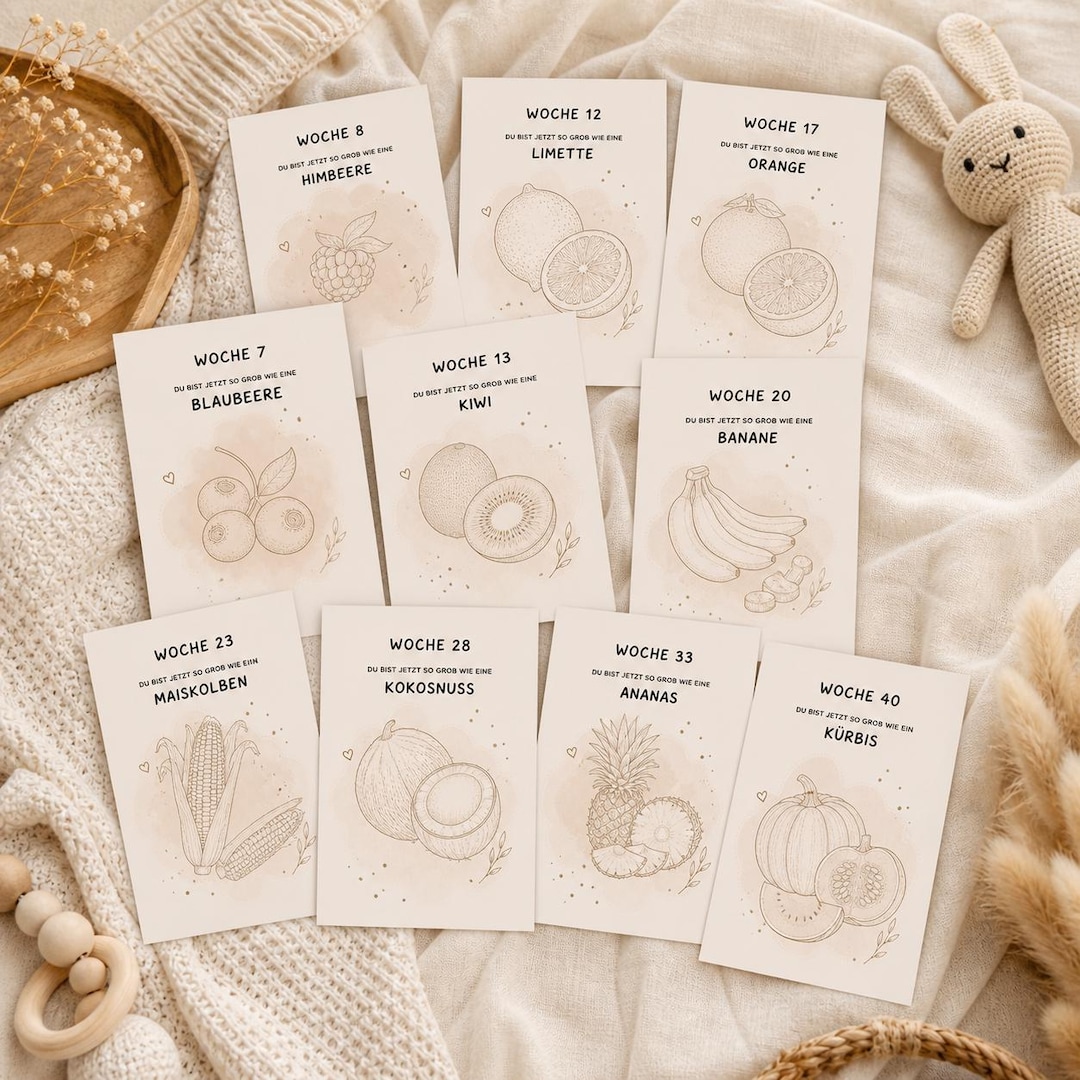 Printable Pregnancy Milestone Cards | Baby Card Set | Pregnancy Week ...