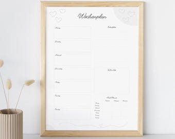 Weekly planner for moms A4 PDF | Family planner with to-do list, shopping list & meal plan | PDF template for printing