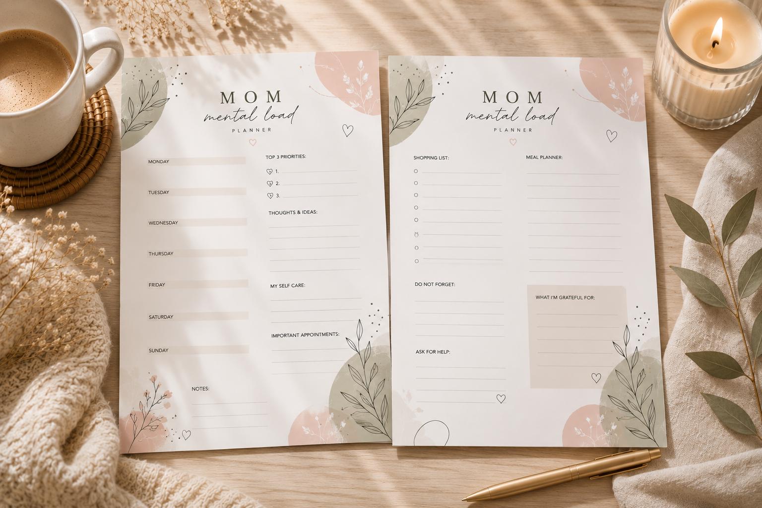 Mom Mental Load Planner Printable | Weekly Planner for Busy Moms | Self ...
