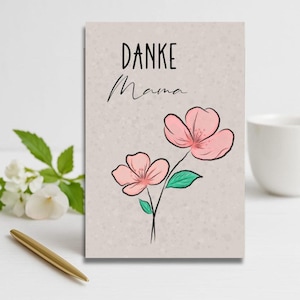 Muttertagskarte mit Herz | Liebevolle Grußkarte zum Muttertag | Geschenk für Mama | Danke Mama