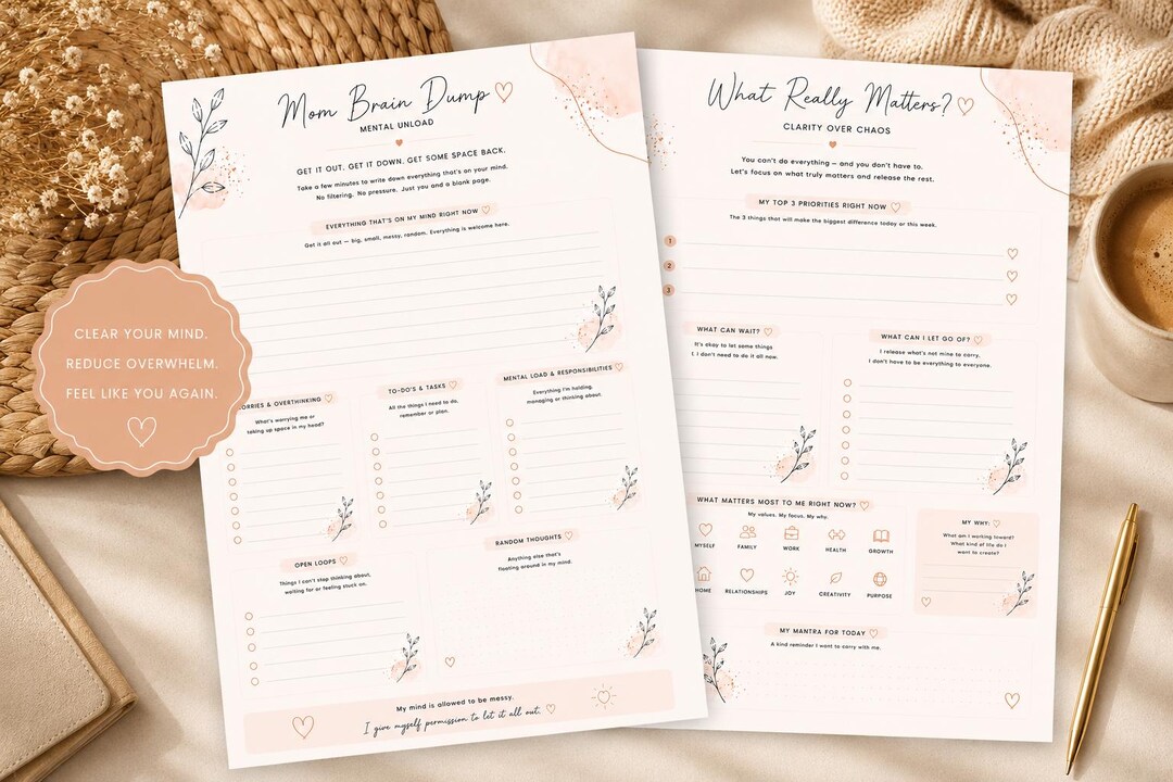 Mom Brain Dump Workbook for Moms | Mental Load Planner Printable ...