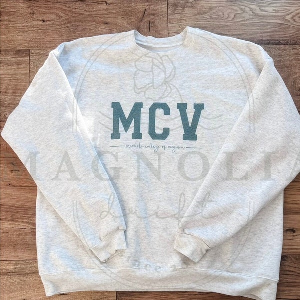 Miracle College Crewneck Sweatshirt, Hanes EcoSmart Unisex Crewneck, Ash Gray, MCV Sublimation, Virginia Healthcare