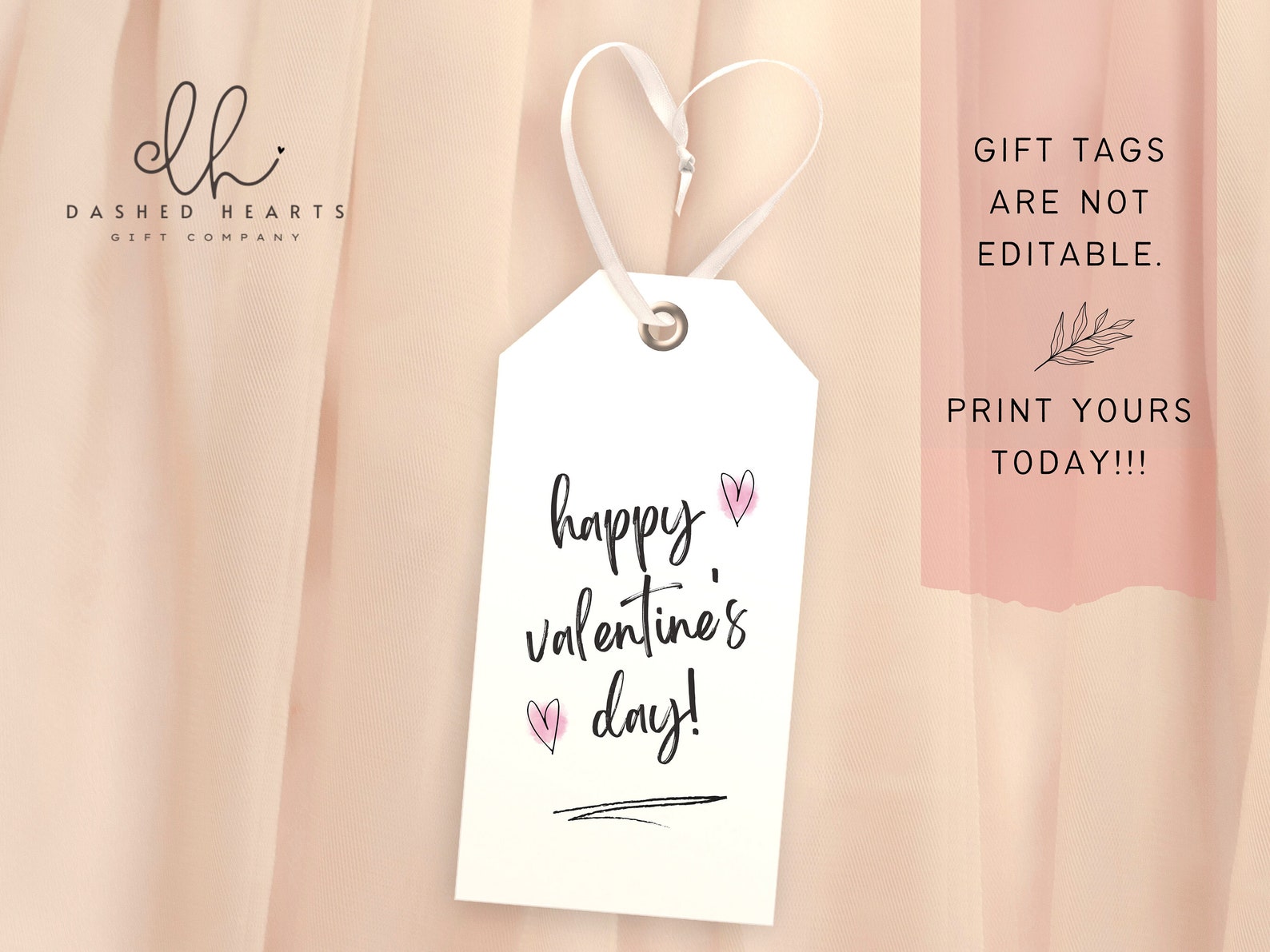 Happy Valentne's Day Gft Tag Prntable Edtable | Etsy