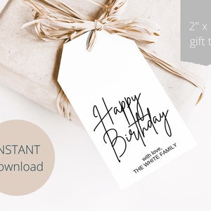 Personalize Happy Birthday Party Gift Tags, Printable Gift Tags, Birthday Gift Labels, Birthday Gift Tags, Instant Download