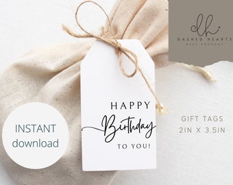 Happy Birthday To You Party Gift Tags, Printable Gift Tags, Birthday Gift Labels, Birthday Gift Tags, Instant Download, Not Editable