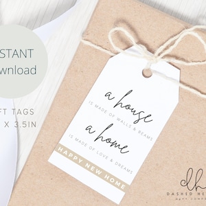 A House A Home Happy New Home Tag, Real Estate Gift Tag, Housewarming Tag, Realtor Closing Gift Tag, Instant Download, Printable