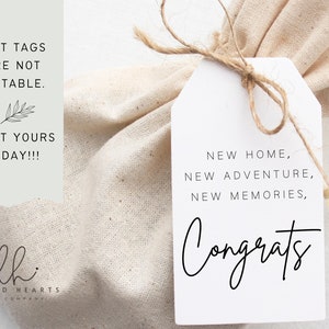 New Home New Adventures New Memories Tag, Real Estate Gift Tag, Housewarming Tag, Realtor Closing Gift Tag, Instant Download, Printable image 4