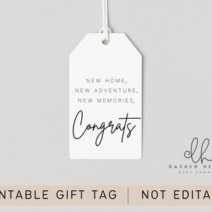 New Home New Adventures New Memories Tag, Real Estate Gift Tag, Housewarming Tag, Realtor Closing Gift Tag, Instant Download, Printable image 2