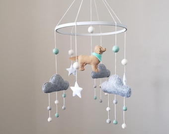 Felt Dog Mobile: Golden Retriever Nursery Decor