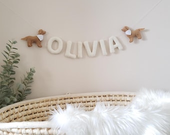 Felt Name Garland: Golden Retriever Nursery Banner Wall Hanging
