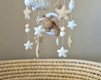 Handmade Sleeping Dragon Cot Mobile, Neutral Nursery Decor