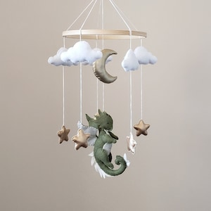 Dragon nursery mobile,dragon baby crib mobile,fantasy mobile, baby boy,baby girl,felt mobile