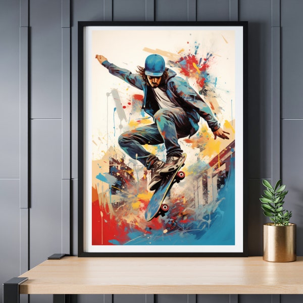 Skateboard kunst aan de muur Skateboard kunst Skateboard poster Skateboard geschenken