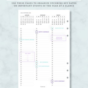 2023 Future Log Printable Half Letter Size Monday & Sunday - Etsy Australia
