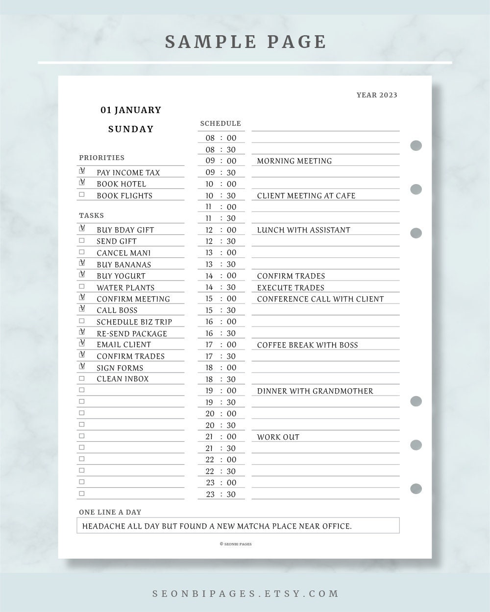 2023 Daily Planner Printable US Letter Size Dated Daily - Etsy