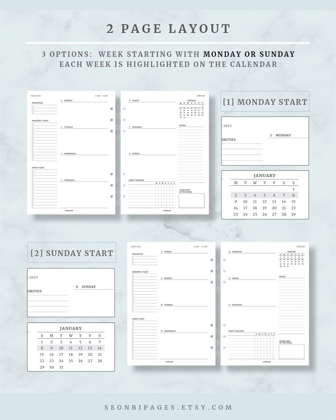2023 Weekly Planner Printable A5 Size Dated Weekly - Etsy