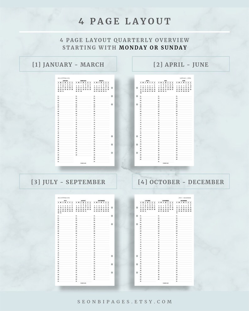 2023 Future Log Printable Half Letter Size Monday & Sunday - Etsy Australia