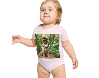 Eco-friendly Short Sleeve Baby Bodysuit with dog print