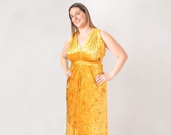 mustard yellow velvet bridesmaid dresses Embellished Long Corset Prom Dress with Lace-Up Back