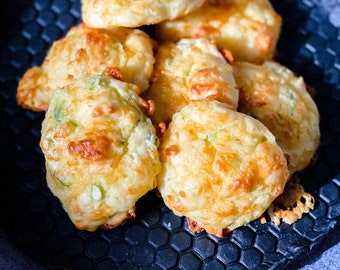 KETO Organic Ham and Cheese Puffs (Only 1g Net carb) - Low Carb Ham, Bacon, Cheese and Jalapeños scones - Gluten Free, Diabetic, Ketogenic