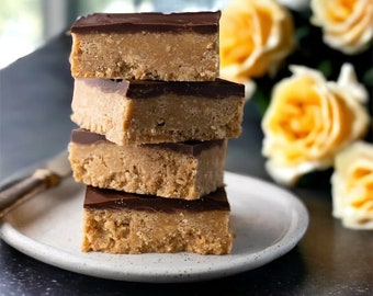 KETO Chocolate Peanut Butter Bars boosted with Collagen and MCT Oil- Organic Low Carb Reese’s Bars - Sugar Free, Gluten Free, Diabetic